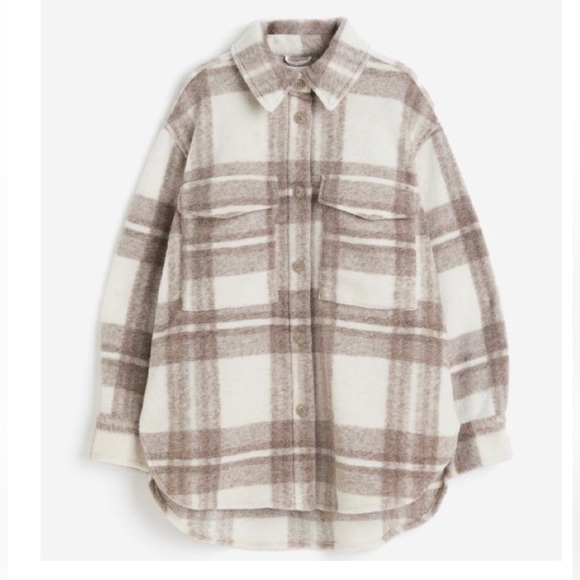 H&M oversized beige and white shacket - Picture 1 of 11